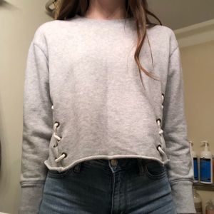 aerie grey cropped crew neck